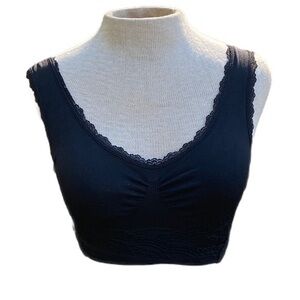 Black Bralette lace sides cross over front and hook on opposite sides